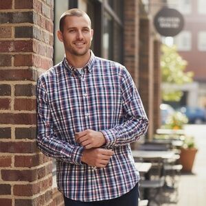 J. CREW | Factory | Mens Classic Plaid Flex Washed Slim Button Down Shirt size L
